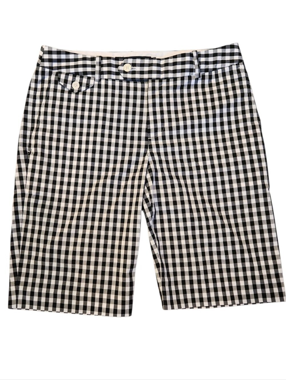 Ralph Lauren Golf Gingham Bermuda Shorts Black/White Size 2 Mid Rise Flat Front